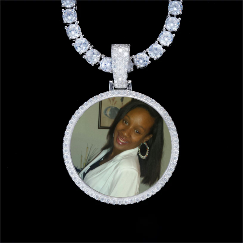 925S & VVS Moissanite 3D Circle Custom Picture Pendant
