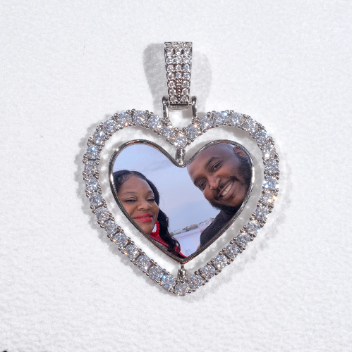 3D Spinning 2-Faced Heart Custom Picture Pendant