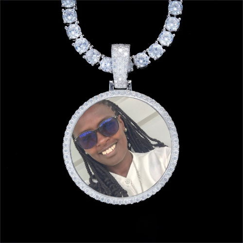925S & VVS Moissanite 3D Circle Custom Picture Pendant