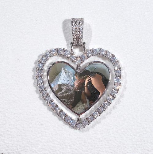 3D Spinning 2-Faced Heart Custom Picture Pendant