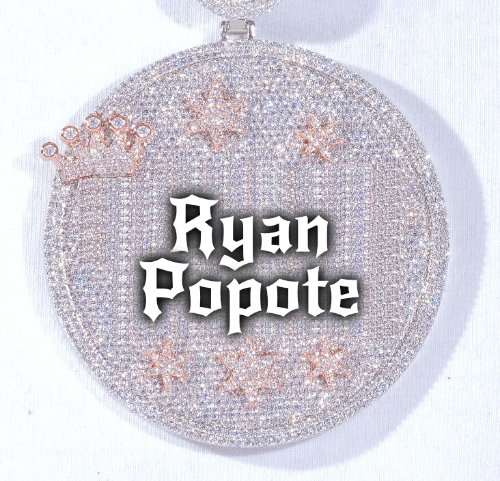 CUSTOM LETTER NECKLACE 3D BIG CROWN DISC