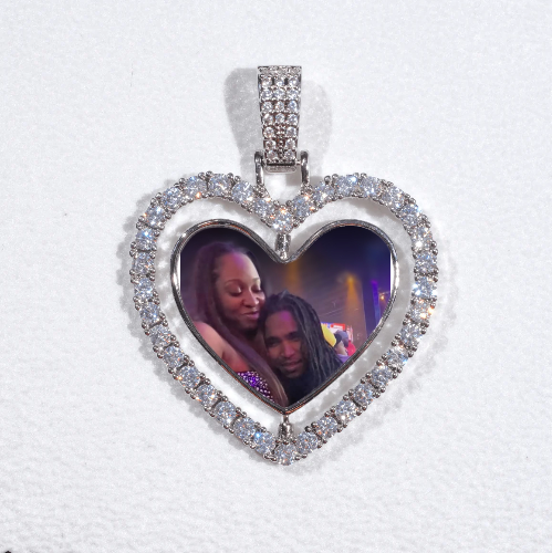 3D Spinning 2-Faced Heart Custom Picture Pendant