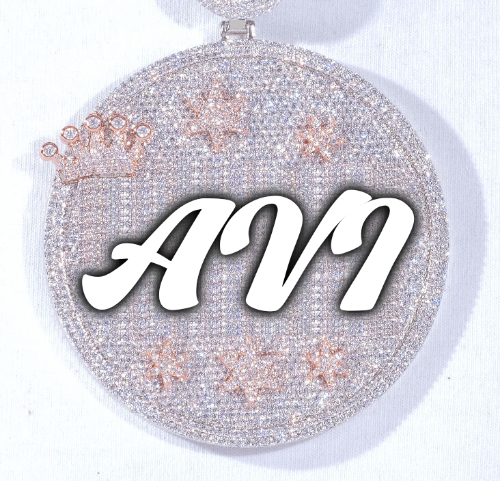 CUSTOM LETTER NECKLACE 3D BIG CROWN DISC