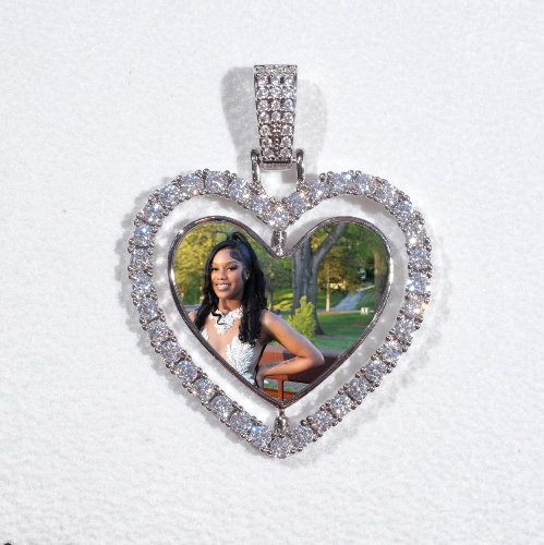 3D Spinning 2-Faced Heart Custom Picture Pendant