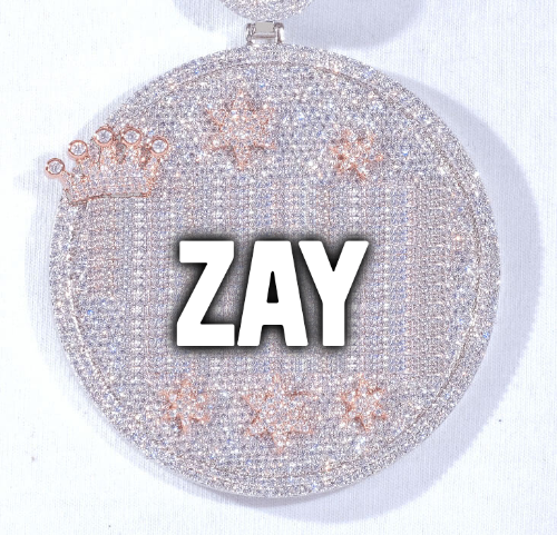 CUSTOM LETTER NECKLACE 3D BIG CROWN DISC