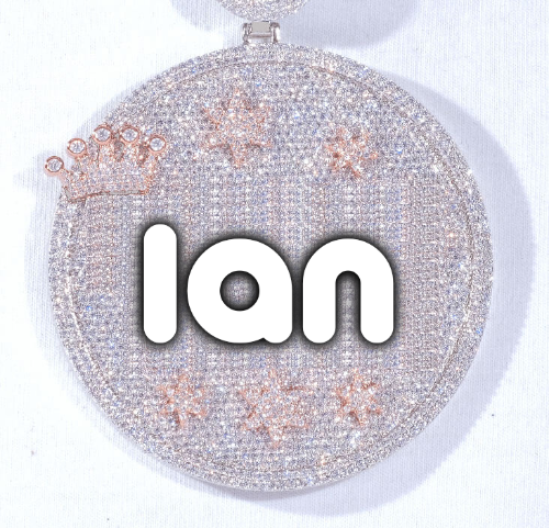 CUSTOM LETTER NECKLACE 3D BIG CROWN DISC