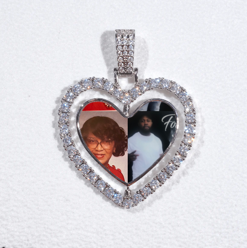 3D Spinning 2-Faced Heart Custom Picture Pendant