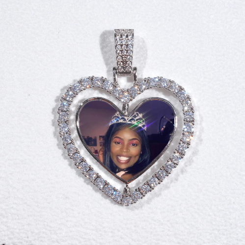 3D Spinning 2-Faced Heart Custom Picture Pendant
