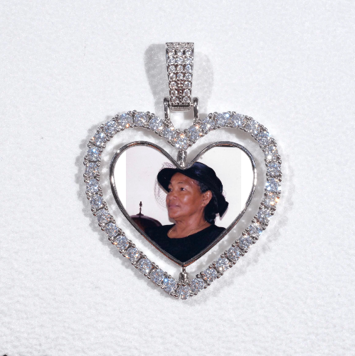 3D Spinning 2-Faced Heart Custom Picture Pendant