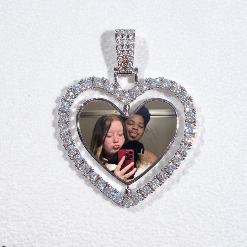 3D Spinning 2-Faced Heart Custom Picture Pendant