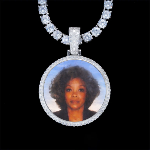 925S & VVS Moissanite 3D Circle Custom Picture Pendant