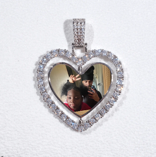 3D Spinning 2-Faced Heart Custom Picture Pendant