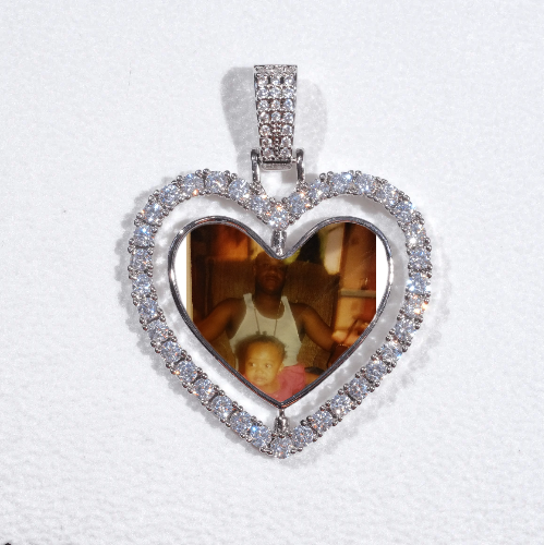 3D Spinning 2-Faced Heart Custom Picture Pendant