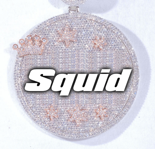 CUSTOM LETTER NECKLACE 3D BIG CROWN DISC