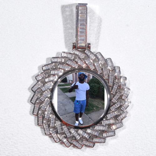 Large 3D Baguette Custom Picture Pendant