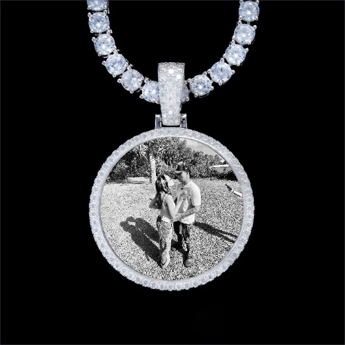 925S & VVS Moissanite 3D Circle Custom Picture Pendant