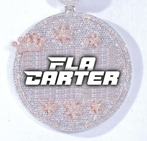 CUSTOM LETTER NECKLACE 3D BIG CROWN DISC