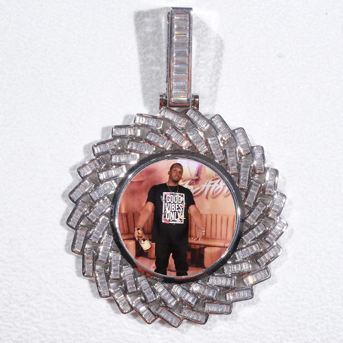 Large 3D Baguette Custom Picture Pendant