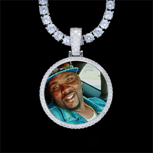 925S & VVS Moissanite 3D Circle Custom Picture Pendant