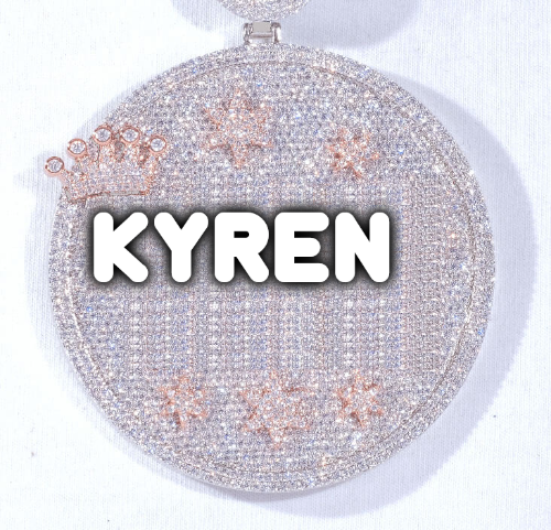 CUSTOM LETTER NECKLACE 3D BIG CROWN DISC