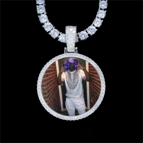 925S & VVS Moissanite 3D Circle Custom Picture Pendant