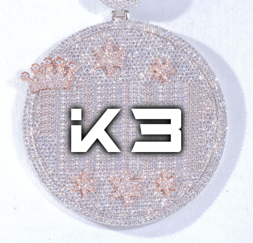 CUSTOM LETTER NECKLACE 3D BIG CROWN DISC