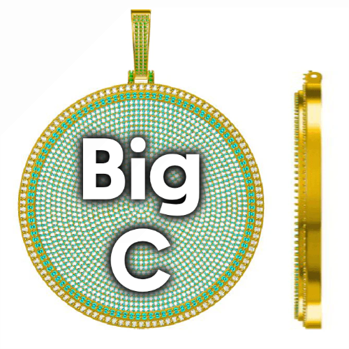 CUSTOM LETTER NECKLACE 3D BIG DISC