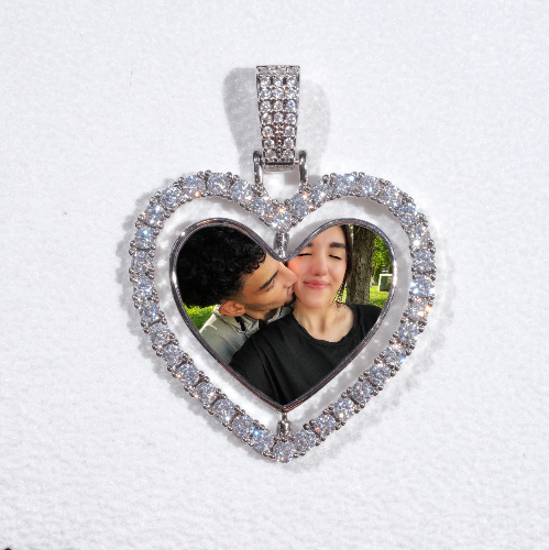 3D Spinning 2-Faced Heart Custom Picture Pendant