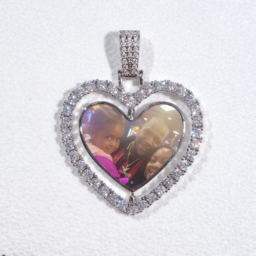 3D Spinning 2-Faced Heart Custom Picture Pendant