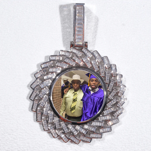 Large 3D Baguette Custom Picture Pendant