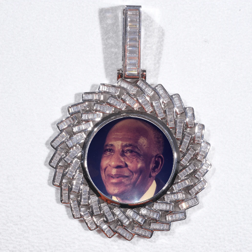 Large 3D Baguette Custom Picture Pendant