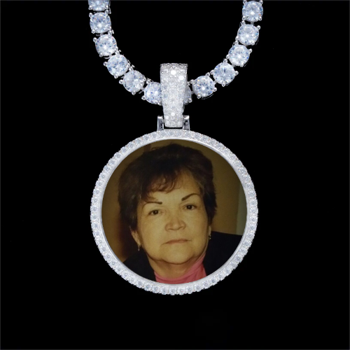 925S & VVS Moissanite 3D Circle Custom Picture Pendant