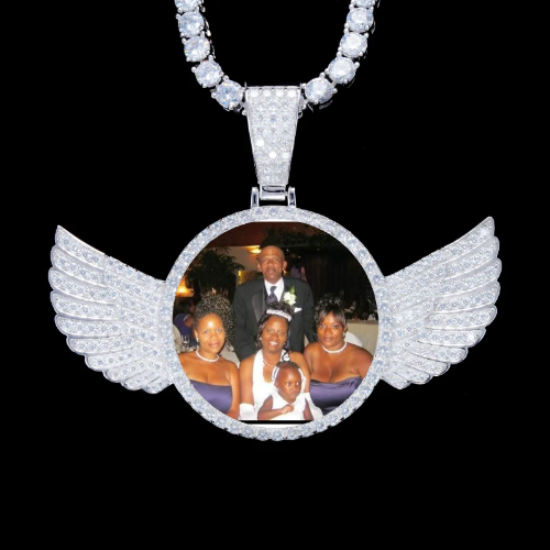 925S & VVS Moissanite 3D Wing Custom Picture Pendant