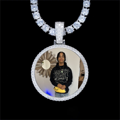 925S & VVS Moissanite 3D Circle Custom Picture Pendant