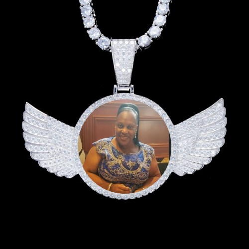 925S & VVS Moissanite 3D Wing Custom Picture Pendant