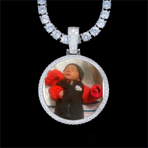 925S & VVS Moissanite 3D Circle Custom Picture Pendant