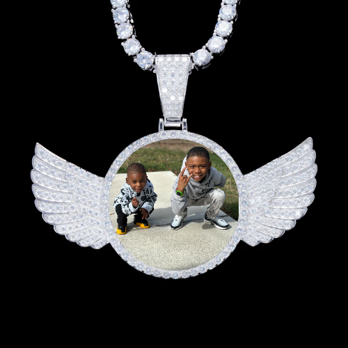 925S & VVS Moissanite 3D Wing Custom Picture Pendant
