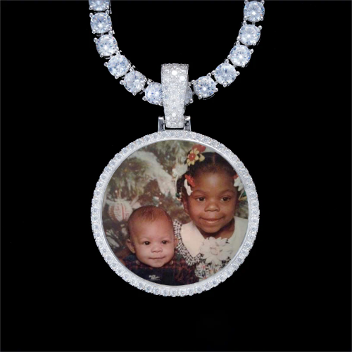 925S & VVS Moissanite 3D Circle Custom Picture Pendant