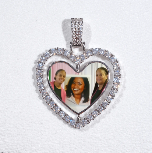 3D Spinning 2-Faced Heart Custom Picture Pendant