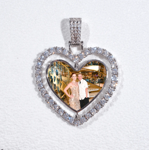 3D Spinning 2-Faced Heart Custom Picture Pendant