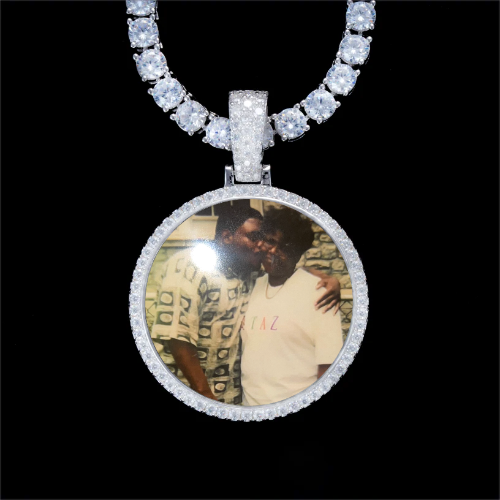 925S & VVS Moissanite 3D Circle Custom Picture Pendant