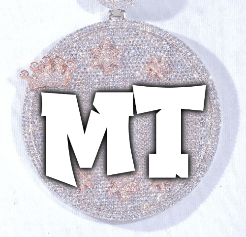 CUSTOM LETTER NECKLACE 3D BIG CROWN DISC