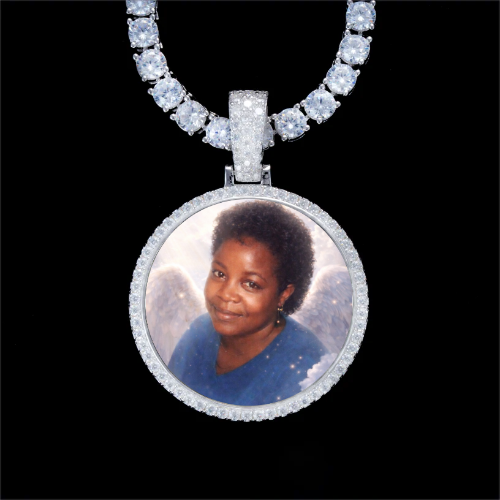 925S & VVS Moissanite 3D Circle Custom Picture Pendant