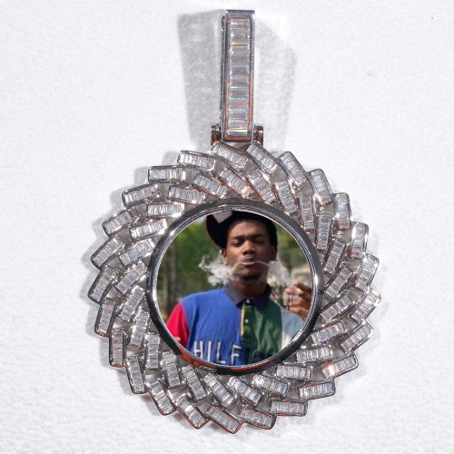 Large 3D Baguette Custom Picture Pendant