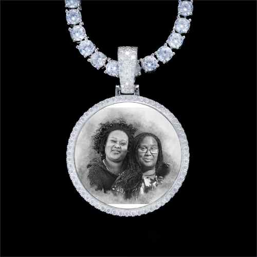 925S & VVS Moissanite 3D Circle Custom Picture Pendant