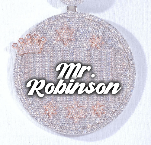CUSTOM LETTER NECKLACE 3D BIG CROWN DISC