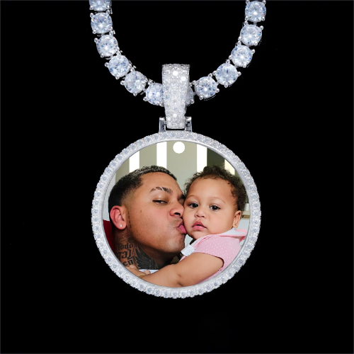 925S & VVS Moissanite 3D Circle Custom Picture Pendant