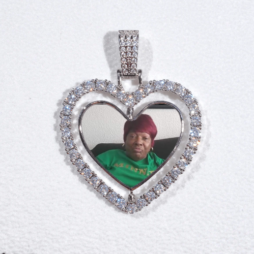 3D Spinning 2-Faced Heart Custom Picture Pendant