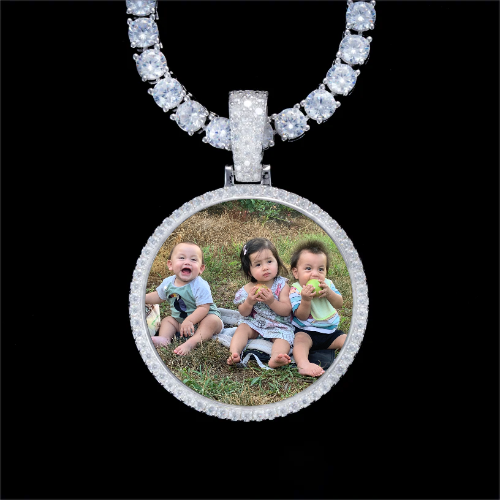925S & VVS Moissanite 3D Circle Custom Picture Pendant