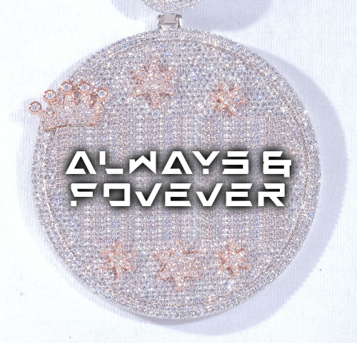 CUSTOM LETTER NECKLACE 3D BIG CROWN DISC
